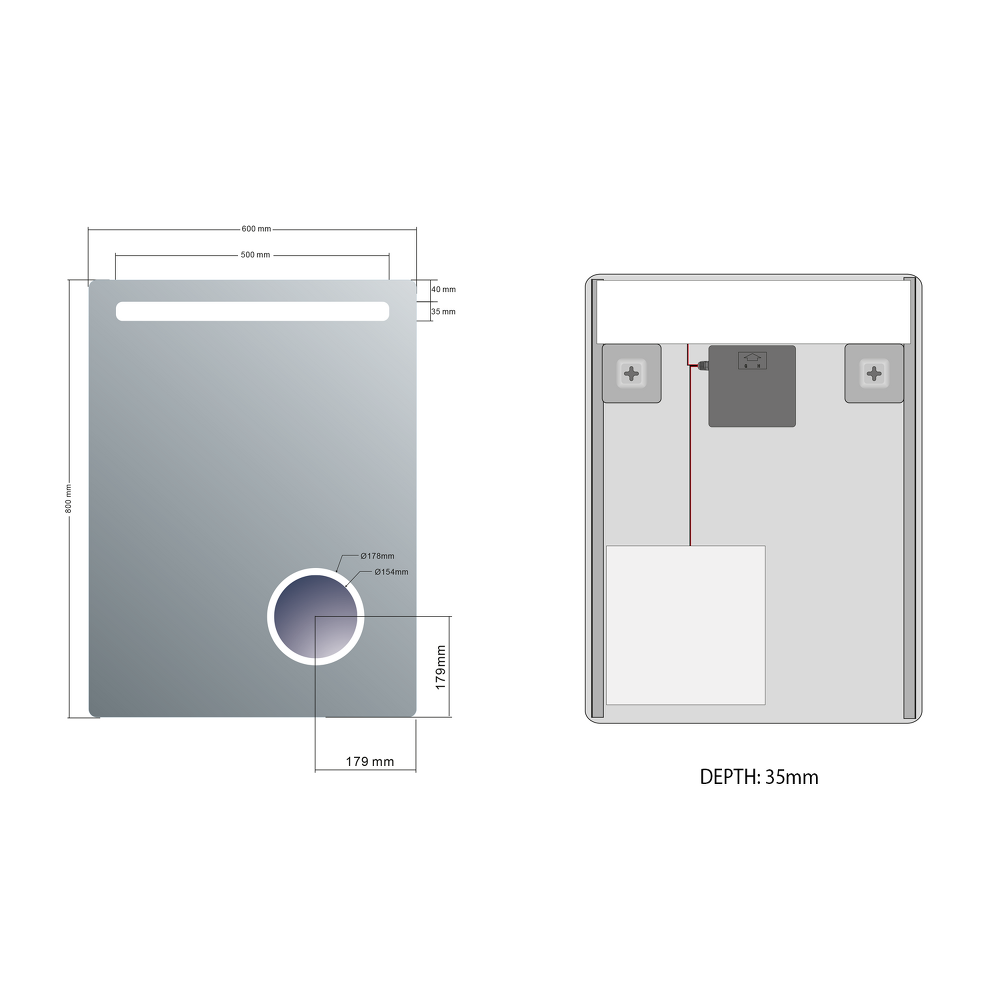 ASTRO LED podsvícené zrcadlo 600x800mm, kosmetické zrcátko
