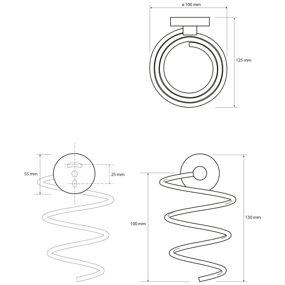 X-ROUND držák fénu, spirálový, chrom