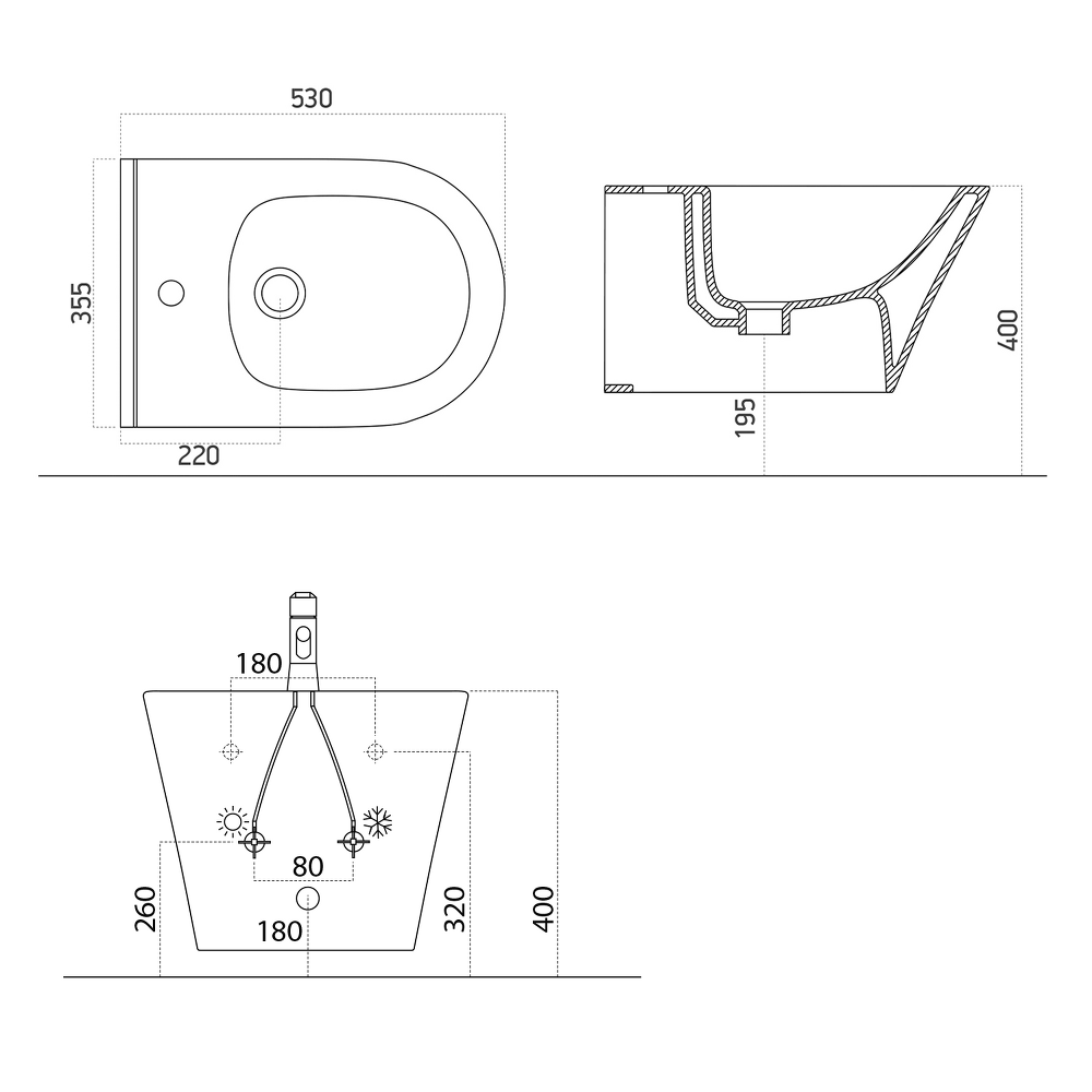 AVVA bidet závěsný 35,5x53 cm, bílá