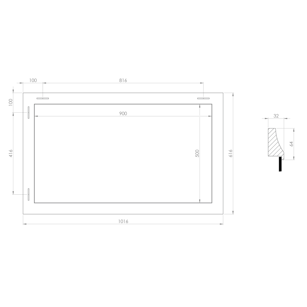 AMBIENTE zrcadlo v dřevěném rámu 620x1020mm, starobílá