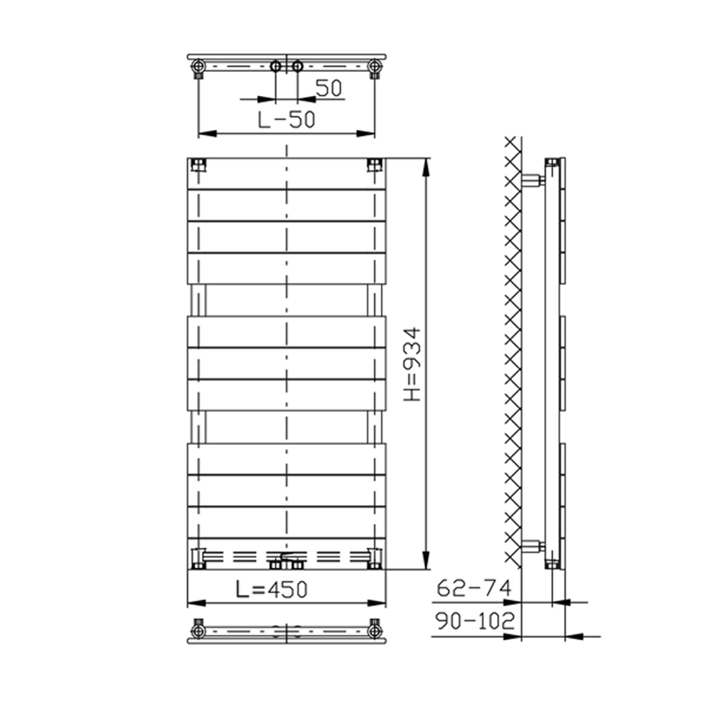 BONDI otopné těleso 450x934mm, bílá