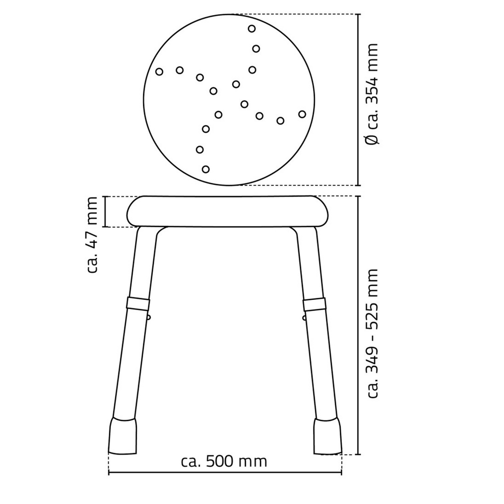 HANDICAP koupelnová stolička, průměr 45cm, černá